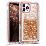 WESADN Case for iPhone 11 Pro Case for Women Girls Glitter Cute Shockproof Protective Heavy Duty Clear Case with Sparkle Quicksand Hard Bumper Soft TPU Cover for iPhone 11 Pro,5.8 Inches,Light Brown