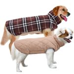 MIGOHI Dog Jackets for Winter Windproof Waterproof Reversible Dog Coat for Cold Weather British Style Plaid Warm Dog Vest for Small Medium Large Dogs Brown XXXL