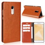 Jaorty Xiaomi Redmi Note 4X/4 Wallet Case, Genuine Leather Folio Flip Full Body Case Cover Book Design with Kickstand Feature with Card Slots/Cash Compartment for Xiaomi Redmi Note 4X – Light Brown