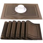Artand Placemats, Heat-Resistant Placemats Stain Resistant Anti-Skid Washable PVC Table Mats Woven Vinyl Placemats, Set of 4 (Brown)