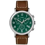 Timex Men’s TW2T29100 Weekender Chrono Brown/Green Two-Piece Leather Strap Watch