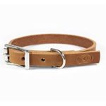 sleepy pup Small Dog Breed 3/4″ Thick Leather Dog Collar (S/M: 12″-16″, Light Brown)