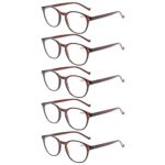5 Pairs Reading Glasses – Standard Fit Spring Hinge Readers Glasses for Men and Women (5 Pack Brown, 1.00)