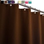 Barossa Design Waffle Weave Shower Curtain Hotel Luxury Spa, 230 GSM Heavy Duty Fabric, Water Repellent, Brown, 71×72 Inch
