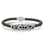 Oxford Ivy Braided Brown Leather Mens Bracelet 5 mm 8 1/2 inches with Magnetic Stainless Steel Clasp