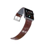 Faytop for Apple Watch Band 42mm Series 3/2/1 Women & Men,Bright Patent Genuine Leather Strap with Crocodile Grain Finish for Apple Watch Band 44mm Series 4/5 Brown