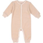 Niteo Baby Organic Cotton Velour Snap Front Coverall, Light Brown, 12-18M