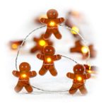 Impress Life Christmas Festivel String Lights, Gingerbread Cookies Man 10 ft Copper Wire 40 LEDs with Dimmable Remote for House Bedroom Decorative, Wedding, Home, Covered Outdoor, Indoor DIY Parties
