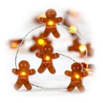 Impress Life Christmas Festivel String Lights, Gingerbread Cookies Man 10 ft Copper Wire 40 LEDs with Dimmable Remote for House Bedroom Decorative, Wedding, Home, Covered Outdoor, Indoor DIY Parties