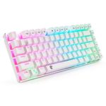 E-Element Z-88 60% RGB Mechanical Gaming Keyboard, Brown Switch, LED Backlit, Water Resistant, Compact 81 Keys Anti-Ghosting for Mac PC, White