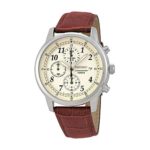 Seiko Men’s SNDC31 Classic Stainless Steel Chronograph Watch with Brown Leather Band