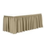 Ultimate Textile 14 ft. Shirred Pleat Polyester Table Skirt Camel Light Brown
