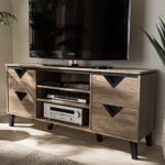 55 in. TV Stand in Light Brown Finish