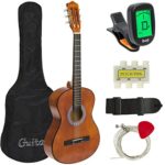 Best Choice Products 38in Beginner Acoustic Guitar Starter Kit w/ Case, Strap, Digital E-Tuner, Pick, Pitch Pipe, Strings – Brown