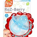 RaZbaby RaZ-Berry Silicone Teether/Multi-Texture Design/Hands Free Design/Light Blue