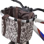 Payanwin Bike Basket, Small Pets Cat Dog Folding Carrier, Removable Bicycle Handlebar Front Basket, Quick Release and Easy to Install, Detachable Cycling Bag (Brown)