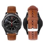 iBazal Gear S3 Watch Band 46mm, Gear S3 Frontier Band 22mm Genuine Leather Bands Replacement Strap Compatible Samsung Galaxy Watch 46mm, Samsung Gear S3 Frontier/Classic SM-R760/Pebble Time – Brown