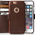 LUPA Wallet case for iPhone 8, Durable and Slim, Lightweight, Magnetic Closure, Faux Leather, Dark Brown