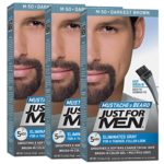 Just For Men Mustache & Beard, Beard Coloring for Gray Hair with Brush Included – Color: Darkest Brown, M-50 (Pack of 3)