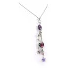 Double-length necklace ‘french touch’ ‘Emilie’ brown silvery.