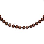 925 Sterling Silver 7mm Brown Freshwater Cultured Pearl Chain Necklace Pendant Charm Fine Jewelry For Women Gift Set