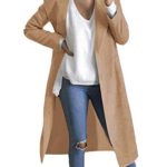 Auxo Women Trench Coat Long Sleeve Pea Coat Lapel Open Front Long Jacket Overcoat Outwear Cardigan Camel L