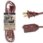 3 Ft Brown Extension Cord 2 Pack – 16/2 Durable Electrical Cable