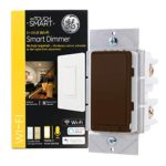 GE myTouchSmart WiFi Smart Light Dimmer, 3-Way/Single Pole, Works with Alexa, Google Assistant, 2.4GHz, No Hub Needed, Neutral Wire Required, Dark Brown, 49068