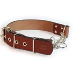 sleepy pup Big Dog Adjustable 1.5″ Leather Martingale Chain, Limited Slip, Half-Check Chain, Training Dog Collar – Made in The USA (M/L: 16″-20″, Light Brown)