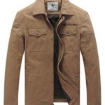 WenVen Men’s Vintage Trucker Jacket (Khaki,L)