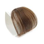 Komorebi Flat Bangs Human Hair Wispy Bangs Clip in Fringes Hair Extensions Flat Bangs Thin Hair Bangs Clip on Real Hair(Air Bangs Without Temples,#6 Light Brown)