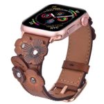V-MORO Flowers Leather Bands Compatible with Apple Watch Bands 42mm 44mm Series 5/4/3/2/1 with Stainless Steel Buckle Rose Gold Replacement Strap Wristbands Women – Vintage Brown
