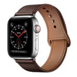 KYISGOS Compatible with iWatch Band 44mm 42mm, Genuine Leather Replacement Band Strap Compatible with Apple Watch Series 5 4 3 2 1 42mm 44mm, Chocolate Brown