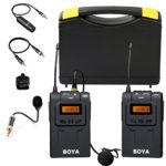 BOYA UHF 48 Channels Wireless Lavalier Microphone System Professional Omni-Directional Video Mic Compatible with Canon EOS T6i Nikon D3300 DSLR Camera Sony A9 Panasonic Camcorders