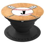 Phone Pop Up Holder,Light Brown White Baseball Bat Letter J PopSockets Grip and Stand for Phones and Tablets
