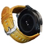 Watch Band 20mm Vintage Leather Watch Strap Replacement Band with Classic Stainless Steel Buckle for Samsung Gear S2 Smart Watch-Light Brown