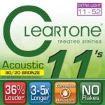 Cleartone 7611 Custom Light 80/20 Bronze Acoustic Guitar Strings 11-52 6-Pack w/Bonus RIS Pick