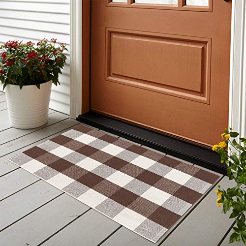 Cotton Buffalo Plaid Rug 24” x 35”, KIMODE HandWoven Checkered