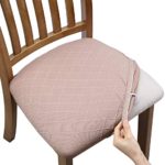 Fuloon Stretch Jacquard Chair Seat Covers,Removable Washable Anti-Dust Dinning Room Chair Seat Cushion Slipcovers (6, Light Brown)