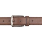 Columbia Men’s Casual Leather Belt -Trinity Style for Jeans Khakis Dress Leather Strap Silver Prong Buckle Belt,Brown,36