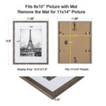 upsimples 11×14 Picture Frame Set of 5,Display Pictures 8×10 with Mat or 11×14 Without Mat,Wall Gallery Photo Frames,Dark Brown Marble