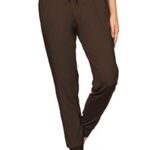 Leggings Depot Women’s Relaxed fit Jogger Track Cuff Sweatpants with Pockets-JGA-Brown-M