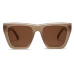SOJOS Vintage Oversized Square Cat Eye Polarized Sunglasses for Women Trendy Fashion Cateye Style Sunglasses SJ2179 with Brown Frame/Brown Lens