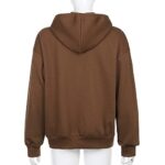 MISSACTIVER Women’s Vintage Solid Drawstring Hoodies Zip Up Oversized E-girl 90s Sweatshirt Basic Jacket With Pockets Brown