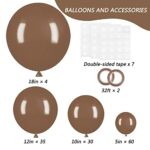 RUBFAC 129pcs Brown Balloons Different Sizes 18 12 10 5 Inches for Garland Arch, Premium Brown Latex Balloons for Birthday Party Graduation Wedding Anniversary Baby Shower Party Decoration