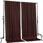 AK TRADING CO. 10 feet x 10 feet Brown Polyester Backdrop Drapes Curtains Panels with Rod Pockets – Wedding Ceremony Party Home Window Decorations