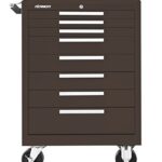 Kennedy Manufacturing 378Xb 27″ 8-Drawer Industrial Tool Storage Roller Cabinet With Chest And Wheels, Tan Brown Wrinkle