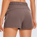 CRZ YOGA Shorts for Women, Stretch Athletic Workout Shorts, Lounge Hiking Running Casual Travel Golf Shorts with Pockets Brown Rock-2.5” Medium