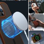 TORRAS Magnetic Designed for iPhone 14 Pro Case, Military Grade Drop Tested, Compatible with MagSafe, Slim Protective Matte Silicone for iPhone 14 Pro Phone Case, 6.1″, Translucent Back/Brown Edge