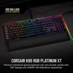 Corsair K95 RGB Platinum XT Mechanical USB Gaming Keyboard, Backlit RGB LED, Cherry MX RGB Brown, Black